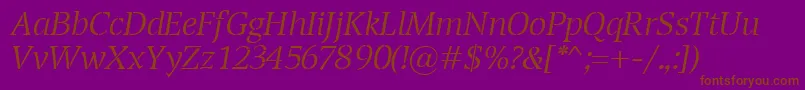 TransportLightItalic Font – Brown Fonts on Purple Background