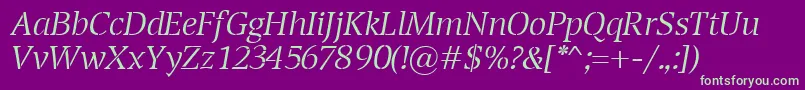 TransportLightItalic Font – Green Fonts on Purple Background