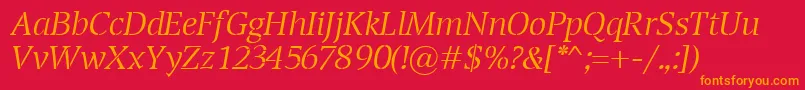 TransportLightItalic Font – Orange Fonts on Red Background
