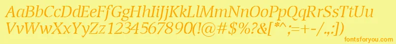 Fonte TransportLightItalic – fontes laranjas em um fundo amarelo