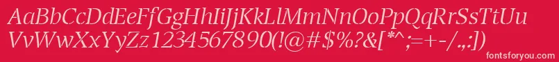 TransportLightItalic Font – Pink Fonts on Red Background