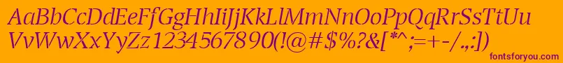 TransportLightItalic Font – Purple Fonts on Orange Background