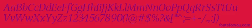 TransportLightItalic Font – Purple Fonts on Red Background