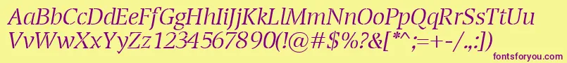 TransportLightItalic Font – Purple Fonts on Yellow Background
