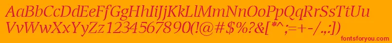 フォントTransportLightItalic – オレンジの背景に赤い文字