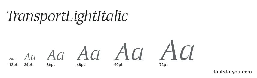 TransportLightItalic Font Sizes