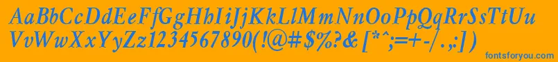MyslnarrowcttBolditalic Font – Blue Fonts on Orange Background