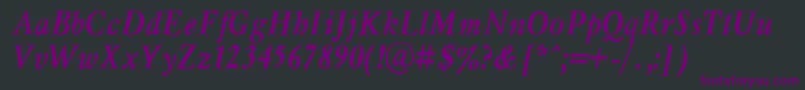 Шрифт MyslnarrowcttBolditalic – фиолетовые шрифты на чёрном фоне