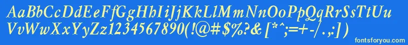 MyslnarrowcttBolditalic Font – Yellow Fonts on Blue Background