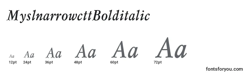 MyslnarrowcttBolditalic Font Sizes