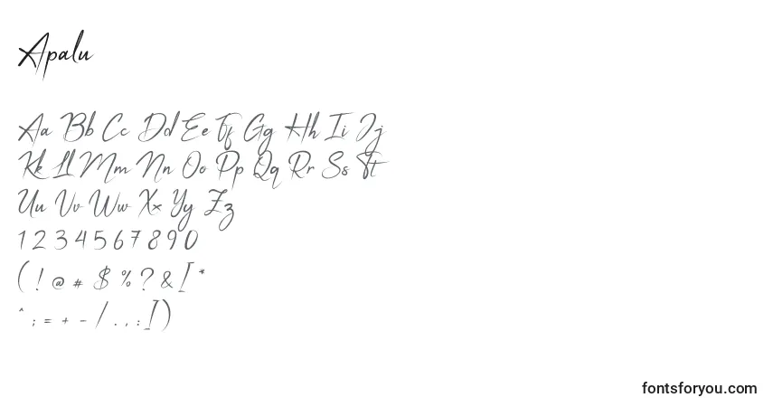 Czcionka Apalu – alfabet, cyfry, specjalne znaki