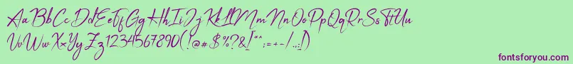 Apalu Font – Purple Fonts on Green Background