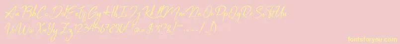 Apalu-Schriftart – Gelbe Schriften auf rosa Hintergrund