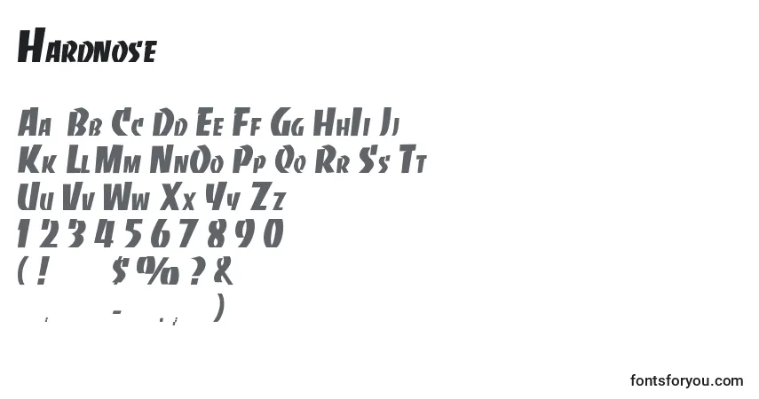 Czcionka Hardnose – alfabet, cyfry, specjalne znaki