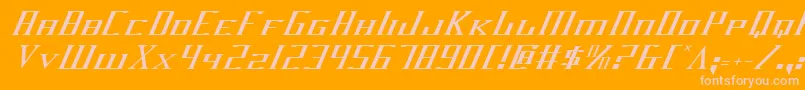 Darkwv2i-Schriftart – Rosa Schriften auf orangefarbenem Hintergrund
