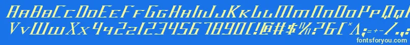 フォントDarkwv2i – 黄色の文字、青い背景