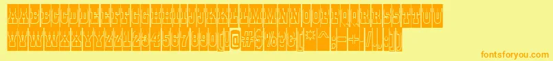 AGildiatitulcmgrBold-Schriftart – Orangefarbene Schriften auf gelbem Hintergrund