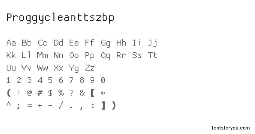 Proggycleanttszbp-fontti – aakkoset, numerot, erikoismerkit