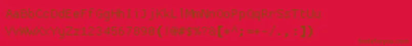 Fonte Proggycleanttszbp – fontes marrons em um fundo vermelho