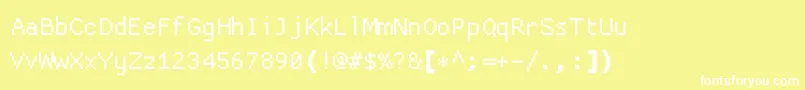 Fonte Proggycleanttszbp – fontes brancas em um fundo amarelo