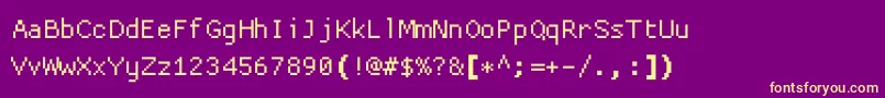 Fonte Proggycleanttszbp – fontes amarelas em um fundo roxo
