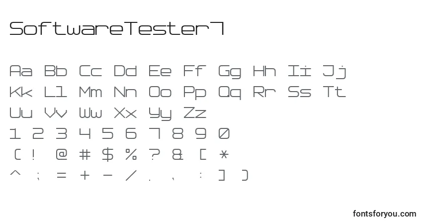 A fonte SoftwareTester7 – alfabeto, números, caracteres especiais