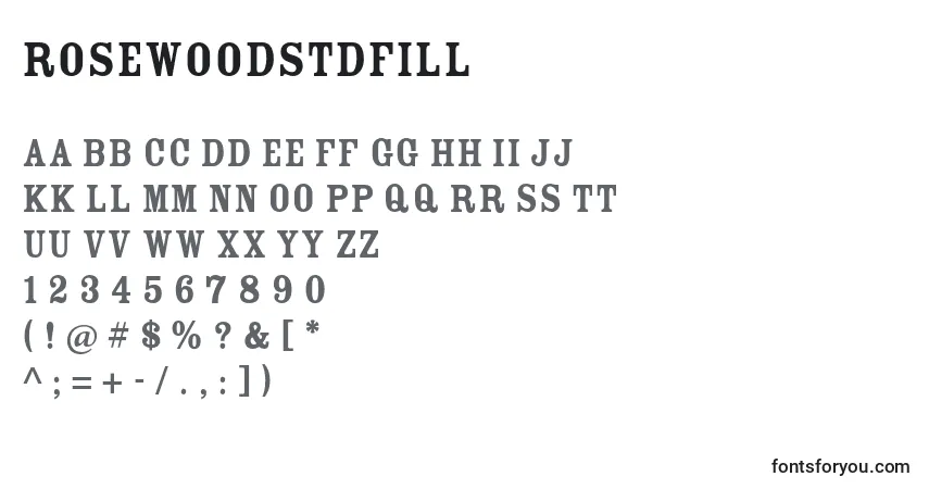 Schriftart RosewoodstdFill – Alphabet, Zahlen, spezielle Symbole