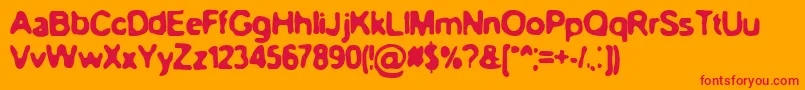 BnBlurryday-Schriftart – Rote Schriften auf orangefarbenem Hintergrund