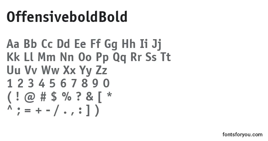 Шрифт OffensiveboldBold – алфавит, цифры, специальные символы