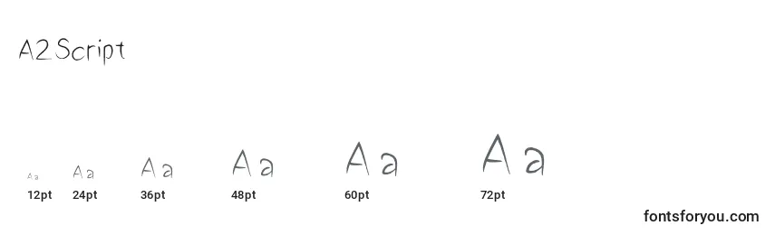 Größen der Schriftart A2Script