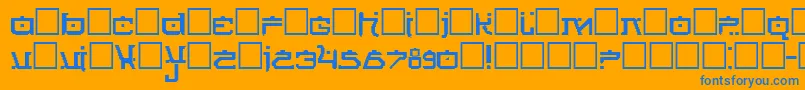 フォントFutureNews – オレンジの背景に青い文字