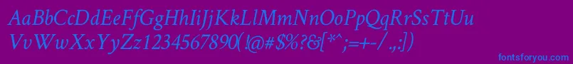フォントCrimsonTextItalic – 紫色の背景に青い文字