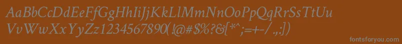 CrimsonTextItalic-Schriftart – Graue Schriften auf braunem Hintergrund