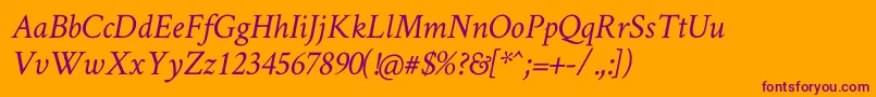 CrimsonTextItalic Font – Purple Fonts on Orange Background