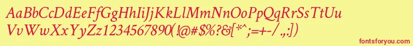 CrimsonTextItalic Font – Red Fonts on Yellow Background