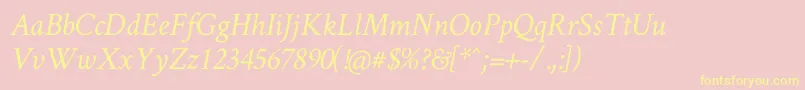 CrimsonTextItalic-Schriftart – Gelbe Schriften auf rosa Hintergrund