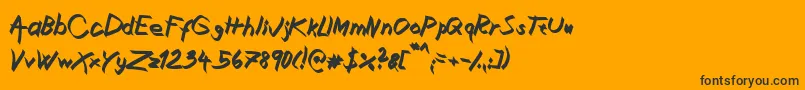Weitere Informationen zur XaligraphyBolditalic-Schriftart XaligraphyBolditalic-Schriftart – Schwarze Schriften auf orangefarbenem Hintergrund