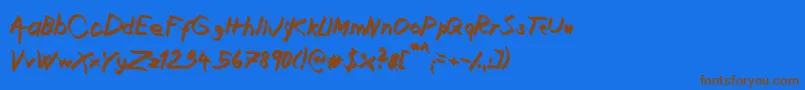 XaligraphyBolditalic-Schriftart – Braune Schriften auf blauem Hintergrund