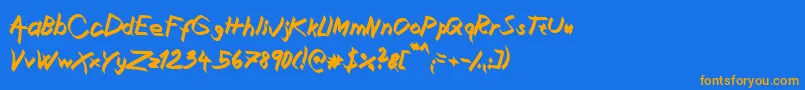 Czcionka XaligraphyBolditalic – pomarańczowe czcionki na niebieskim tle