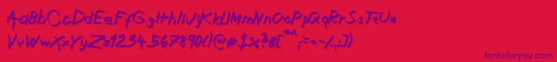 フォントXaligraphyBolditalic – 赤い背景に紫のフォント