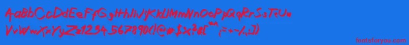 XaligraphyBolditalic Font – Red Fonts on Blue Background