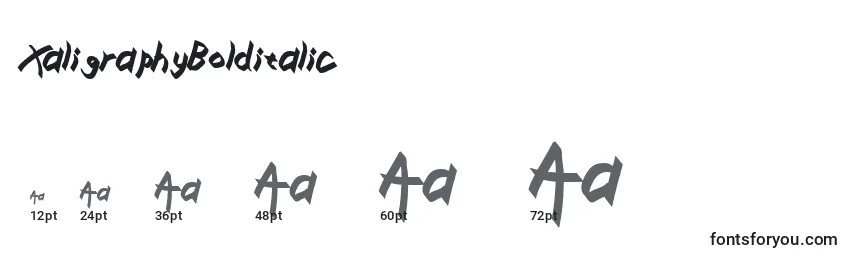 Размеры шрифта XaligraphyBolditalic