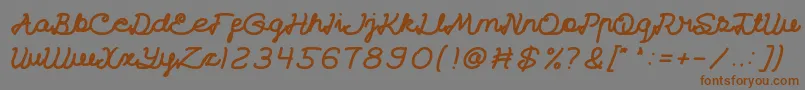 フォントCatatanHarianBold – 茶色の文字が灰色の背景にあります。