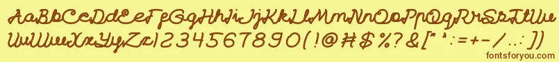 フォントCatatanHarianBold – 茶色の文字が黄色の背景にあります。