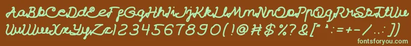 CatatanHarianBold-fontti – vihreät fontit ruskealla taustalla