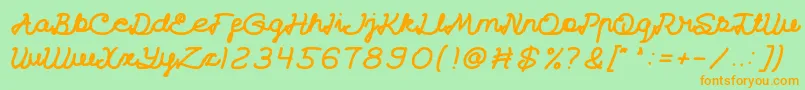 CatatanHarianBold-Schriftart – Orangefarbene Schriften auf grünem Hintergrund