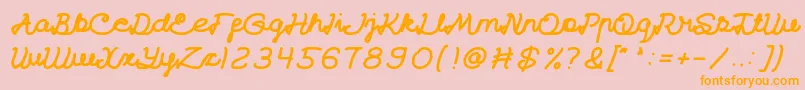 フォントCatatanHarianBold – オレンジの文字がピンクの背景にあります。