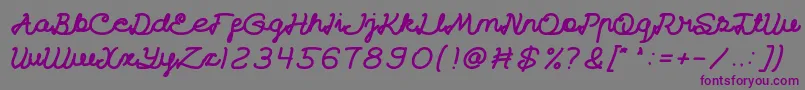フォントCatatanHarianBold – 紫色のフォント、灰色の背景