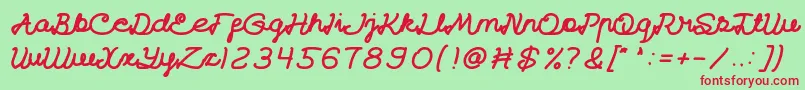 CatatanHarianBold Font – Red Fonts on Green Background
