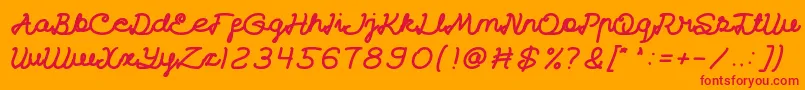 CatatanHarianBold-Schriftart – Rote Schriften auf orangefarbenem Hintergrund